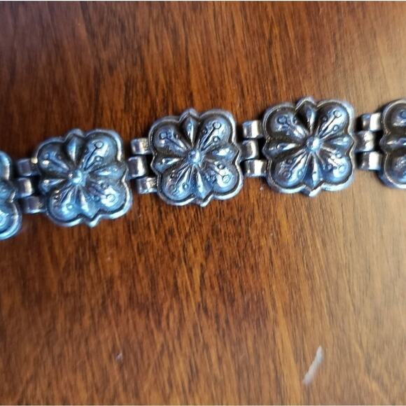 BRIGHTON vintage silver, linked flower, bracelet - Picture 6 of 7